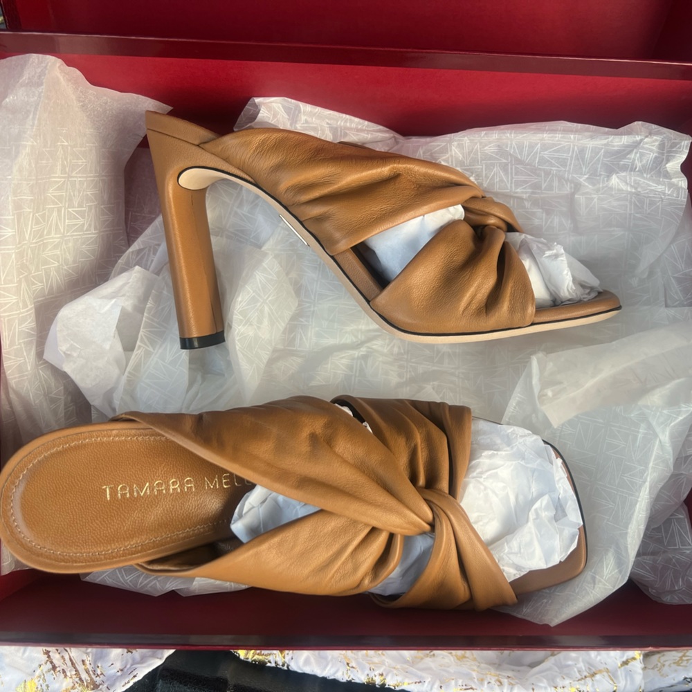 Tamara Mellon Savanna Sandal in Tan Napa